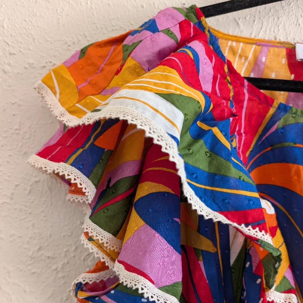 Marc New York Colorful Leaf Ruffle Blouse - Picture 2 of 8